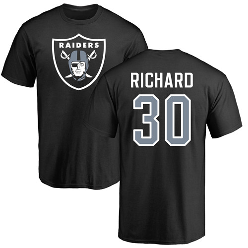 Men Oakland Raiders Black Jalen Richard Name and Number Logo NFL Football #30 T Shirt->oakland raiders->NFL Jersey